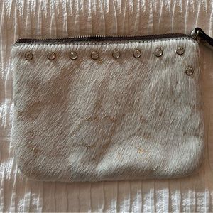 Patricia Nash Wristlet- White leather with haircalf front.